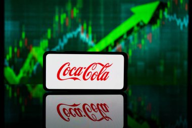 New York, Amerika Birleşik Devletleri - 10 Mart 2023: Coca Cola şirketi borsada. Coca Cola finansal başarı ve kâr