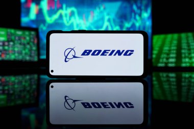 New York, United States of America - 2023 March 29: Boeing company on stock market. Boeing financial success and profit clipart