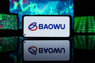 New York, Amerika Birleşik Devletleri - 29 Mart 2023: BAOWU şirketi borsada. BAOWU finansal başarı ve kâr