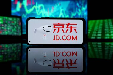 New York, Amerika Birleşik Devletleri - 29 Mart 2023: JDcom şirketi borsada. JD.com finansal başarı ve kâr
