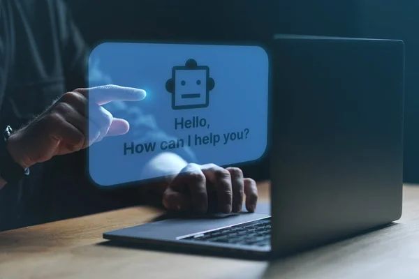 Asistente Chatbot Chat Humano Con Robot Inteligencia Artificial Foto Alta — Foto de Stock