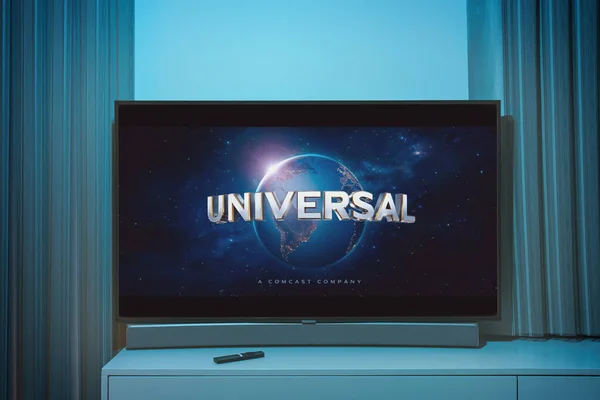 Kaunas Litauen 2023 Mai Universal Pictures Logo Intro Fernsehen Universal — Stockfoto