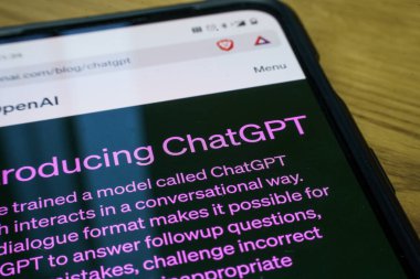 Kaunas, Litvanya - 14 Haziran 2023: AI Chatbot ChatGPT akıllı telefonda. Yüksek kalite fotoğraf