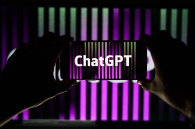 Kaunas, Litvanya - 23 Temmuz 2023: OpenAI ChatGPT logosu ekranda. Yüksek kalite fotoğraf