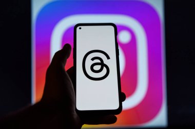 Vilnius, Litvanya - 10 Temmuz 2023: Cep telefonu ekranında Instagram uygulamasının logosu var