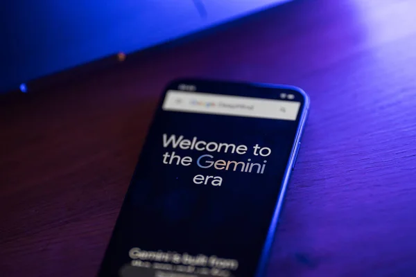 stock image Kaunas, Lithuania - 2023 December 13: Gemini on mobile phone. Gemini new Google AI model. High quality photo