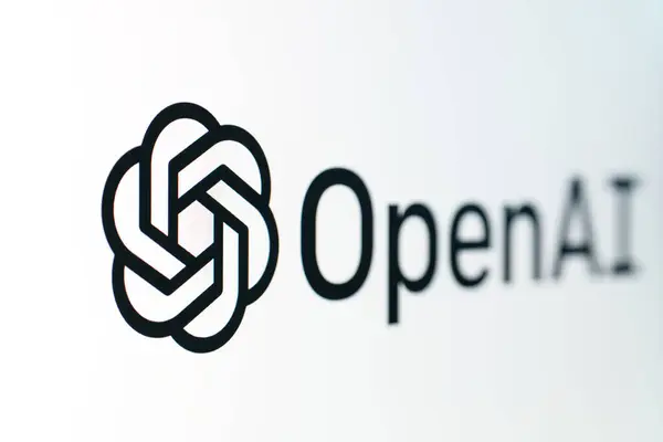 stock image Vilnius, Lithuania - February 21: OpenAI logo on white background. OpenAI ChatGPT on PC screen. High quality photo