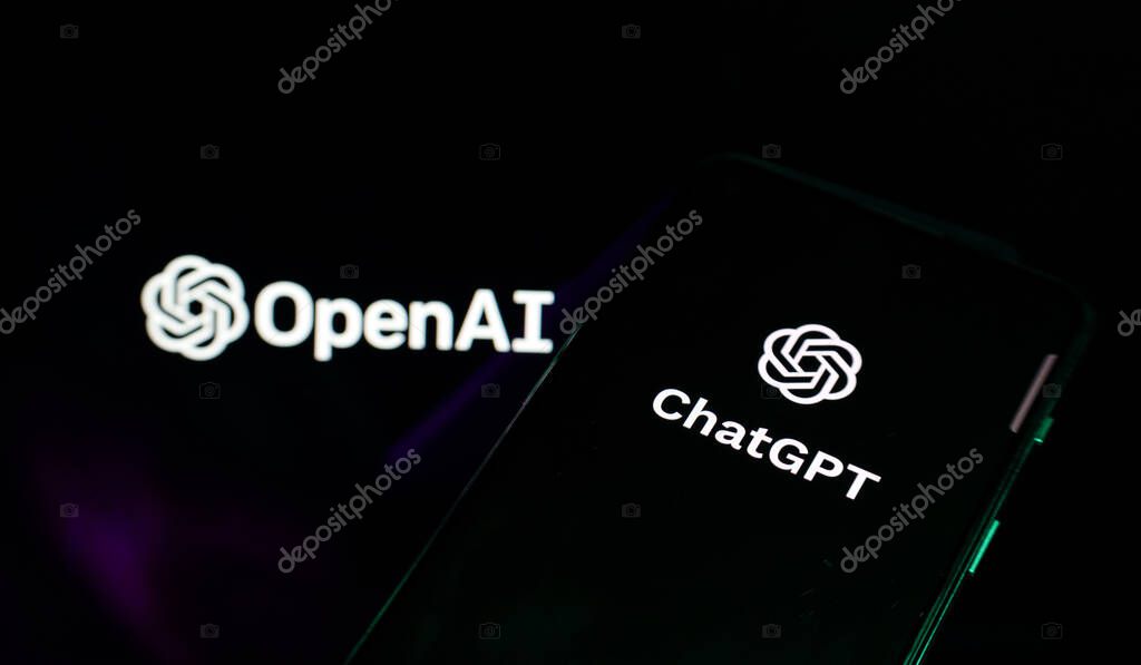 Kaunas, Lithuania - 2024 February 21: ChatGPT and OpenAI logo on screens. High quality photo