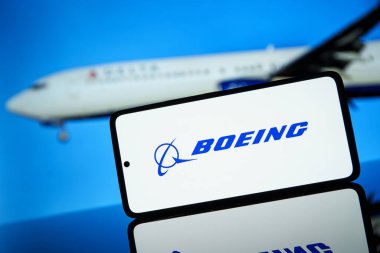 Virginia, USA - 2024 may 15: The Boeing company logo shown in screen. Aerospace company. High quality photo clipart