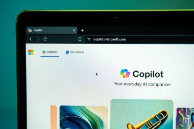 Kaunas, Litvanya - 28 Mayıs 2024: Microsoft Copilot Ai Chatbot dizüstü ekranda. Yüksek kalite fotoğraf