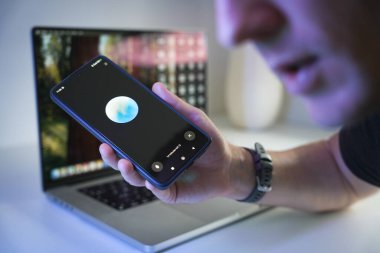 Vilnius, Litvanya - 27 Ekim 2024: OpenAI tarafından geliştirilen ChatGPT gelişmiş ses modu ile AI ile ses etkileşimi