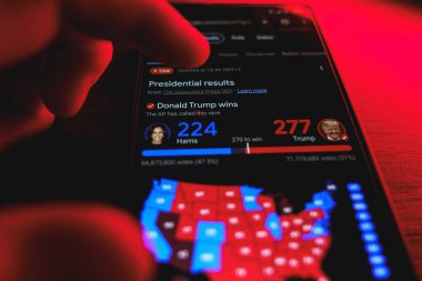 ABD Seçimleri 2024. Donald Trump Kamala Harris 'i yendi. Washington DC, Amerika Birleşik Devletleri - 6 Kasım 2024
