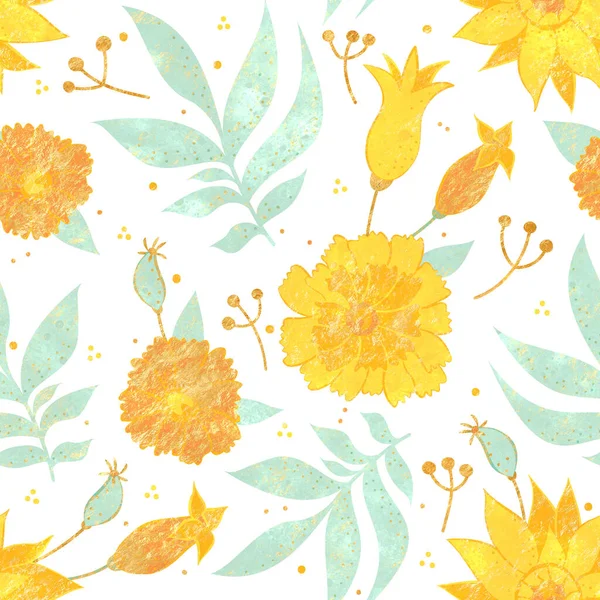 Minta Zökkenőmentes Minta Virágos Zökkenőmentes Akvarell Minta Virág Tavasz Tapéta — Stock Fotó