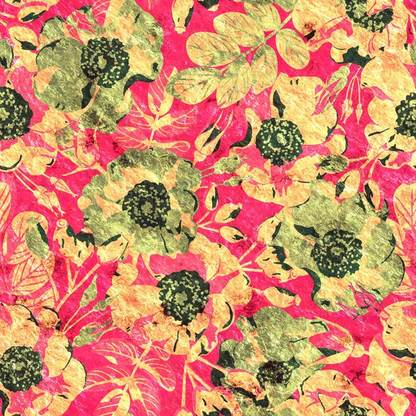 Nahtloses Muster Mit Floralem Ornament Raster Illustration Aquarell Stil Design — Stockfoto