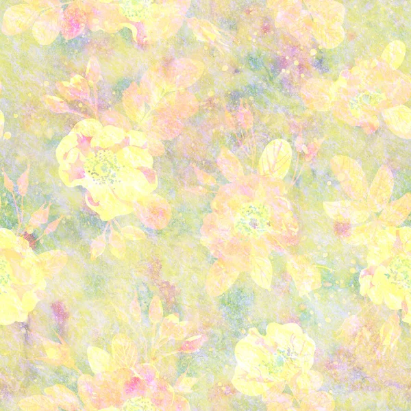 Nazik Suluboya Stili Çiçek Süslemeli Dikişsiz Duvar Kağıdı Çiçekli Pürüzsüz — Stok fotoğraf