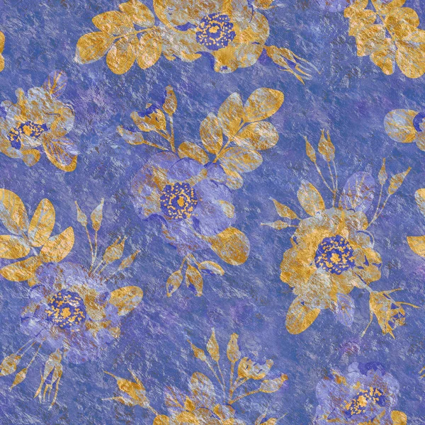 Яскраві Безшовні Шпалери Квітковим Орнаментом Растровий Безшовний Візерунок Синіми Квітами — стокове фото