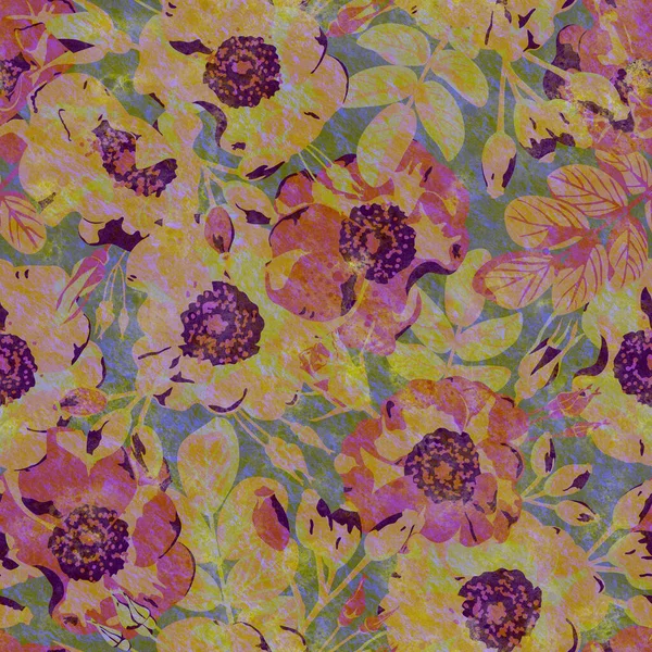 Retro seamless pattern with floral ornament. Raster seamless pattern with retro flowers. Design for packaging, wrapping, invitation card. Printing on fabric and paper.