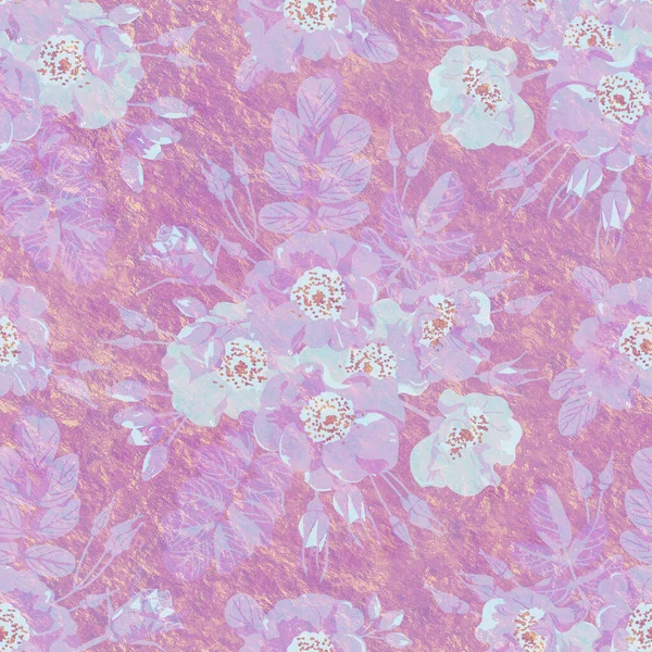 Light retro seamless wallpaper with white flowers on a pink background. Seamless pattern in watercolor style. Design for clothes, packaging, wrappers and postcards. Printing on fabric and paper.