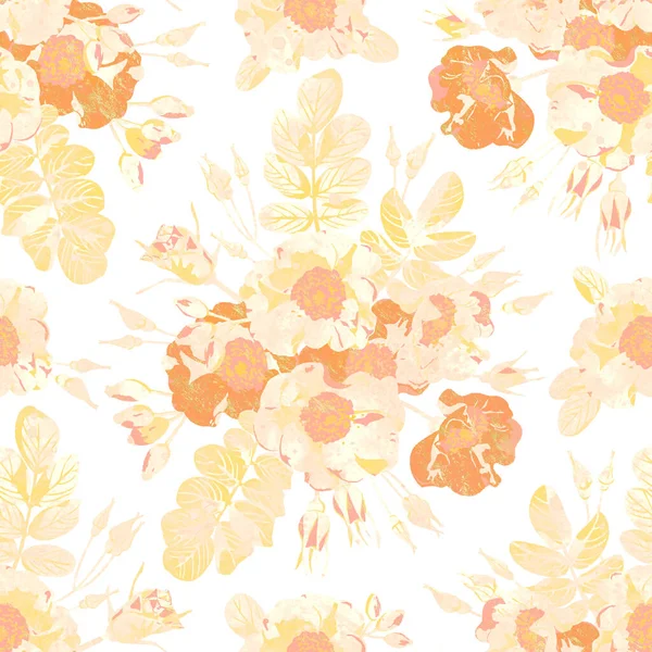 Light Raster Background Floral Ornament Seamless Pattern Watercolor Style Design — Stock Photo, Image