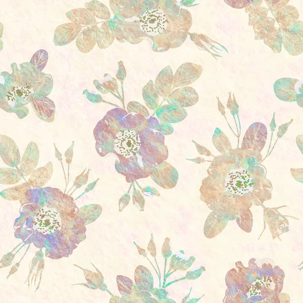 Retro Seamless Wallpaper Delicate Flowers Light Background Seamless Pattern Watercolor — Stock Photo, Image