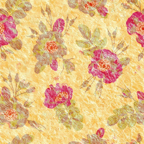 Retro Zökkenőmentes Tapéta Finom Virágokkal Könnyű Háttérrel Zökkenőmentes Minta Akvarell — Stock Fotó