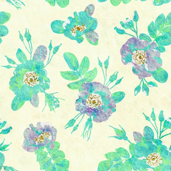 Retro Seamless Wallpaper Delicate Flowers Light Background Seamless Pattern Watercolor — Stock Photo, Image