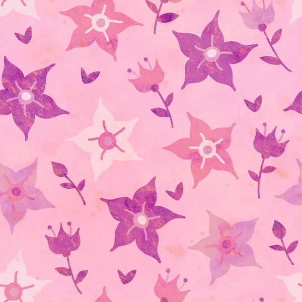 シームレスなパターンのイラスト ラッパー チラシのデザインのための花の装飾 スクラップブッキングのため シームレスな背景 ピンク — ストック写真