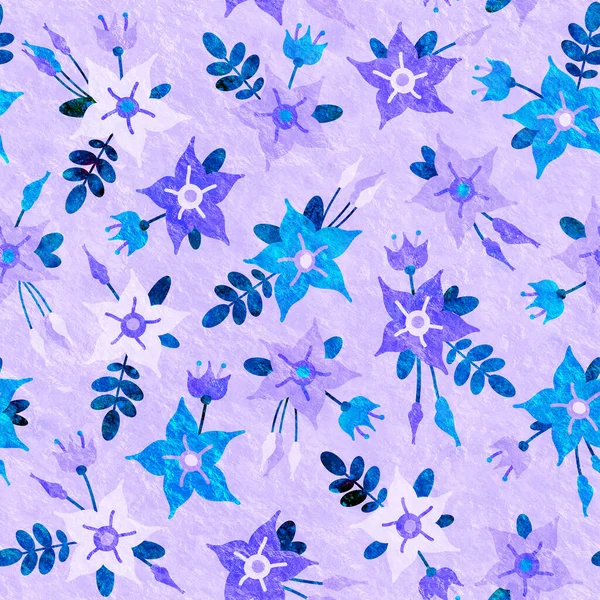 Fondo Sin Costuras Con Adorno Floral Flores Azules Turquesas Sobre — Foto de Stock