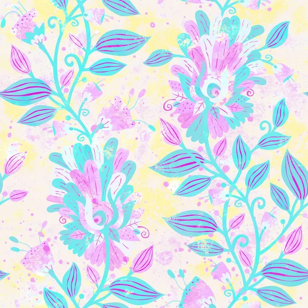 Seamless Background Floral Ornament Raster Illustration Seamless Pattern Printing Fabric — Stock Photo, Image