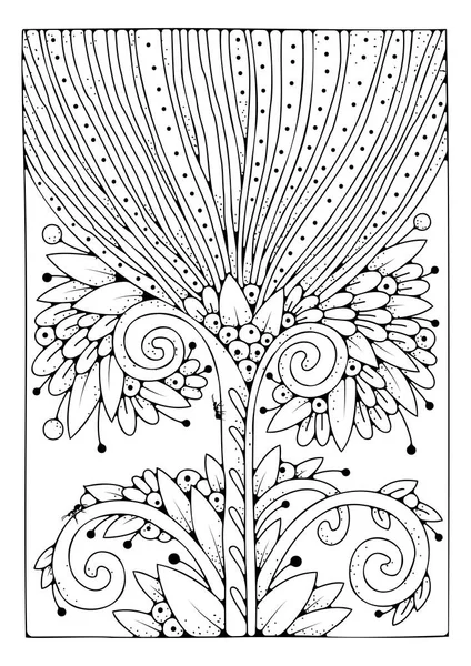 Floral background for coloring, coloring page for children and adults. Vector background with flowers for drawing.