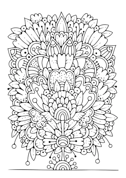 Coloring Page Flowers Floral Background Coloring Art Therapy Children Adults — Stock vektor