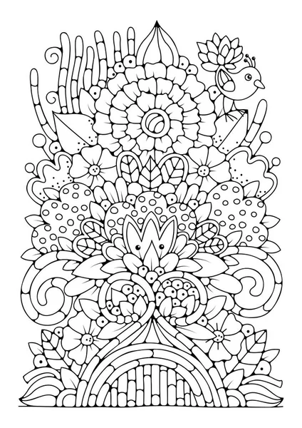 Illustration for coloring. Art therapy. Flower coloring page.