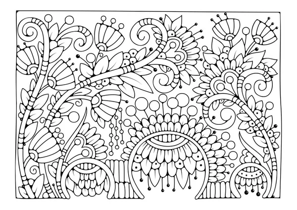 Flower coloring page. Magic garden. Art therapy. Background with flowers for coloring.