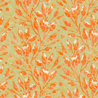 Çiçekli süslemeli, pürüzsüz Grunge deseni. Tasarım, ambalaj, ambalaj için Raster illüstrasyonu.