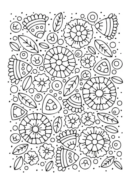 Çocuklar ve yetişkinler için boyama sayfası. Renklendirmek için çiçekli sanat çizgisi çizimi. Sanat terapisi.