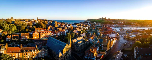 Morning View Whitby Seside City Overlooking North Sea North Yorkshire — Stock Photo, Image