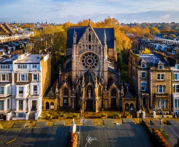 Sonbaharda Batı Londra Daki Kilise Yerleşim Alanının Havadan Görünüşü Ngiltere — Stok fotoğraf