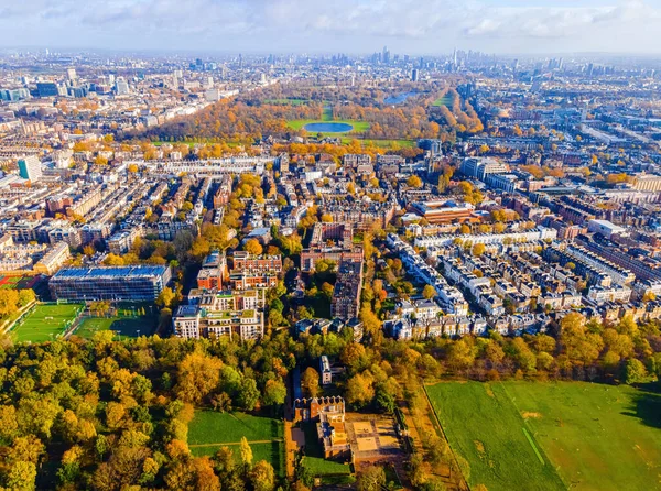 Stock image Aerial view of West Kensigton and Hyde park in London in autumn, England, UK