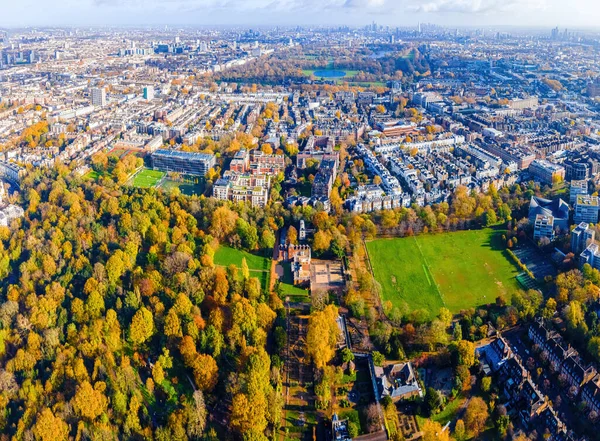 Luchtfoto Van West Kensigton Hyde Park Londen Herfst Engeland Verenigd — Stockfoto