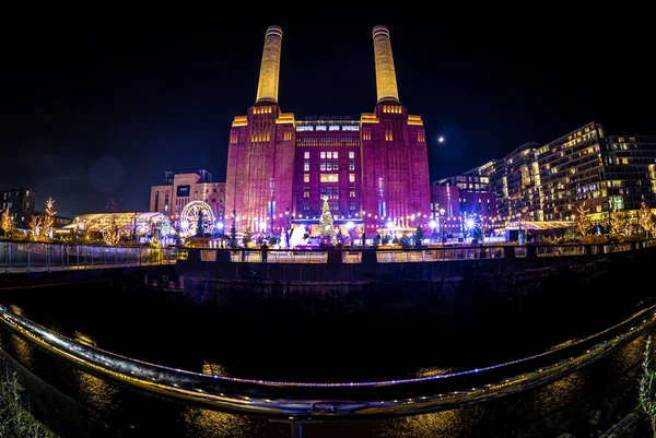 Blick Auf Das Battersea Kraftwerk Zur Weihnachtszeit London Großbritannien — Stockfoto