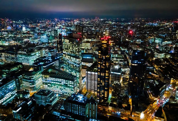 Flygfoto Över London City Natten Julen — Stockfoto
