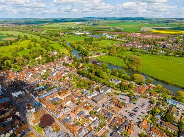 Aerial view of Wallingford, a historic market town and civil parish located between Oxford and Reading on the River Thames in England, UK clipart