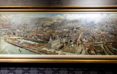 Liverpool 'daki liman manzarası, İngiltere' nin kuzeybatısındaki bir şehir ve metropol ilçesi.