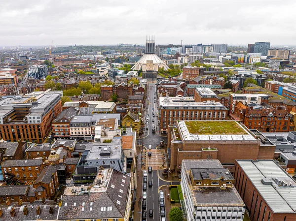 Vista Aérea Catedral Metropolitana Liverpool Maior Catedral Católica Inglaterra Reino — Fotografia de Stock