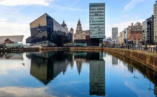 Veduta Del Lungomare Liverpool Una Città Quartiere Metropolitano Nel Nord — Foto Stock
