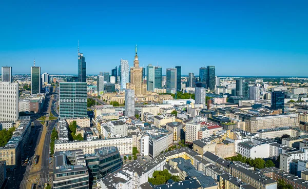 Luftaufnahme Des Warschauer Stadtzentrums Sommer Polen Europa — Stockfoto