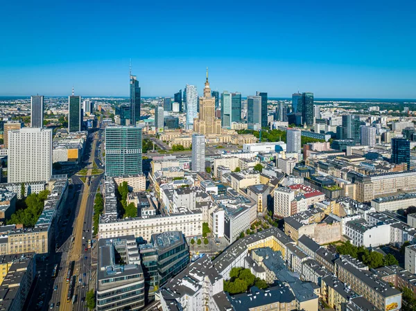 Aerial View Warsaw City Center Summer Poland Europe — Stock Photo, Image