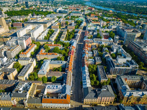 Yazın Varşova Şehir Merkezinin Havadan Görünüşü Polonya Avrupa — Stok fotoğraf