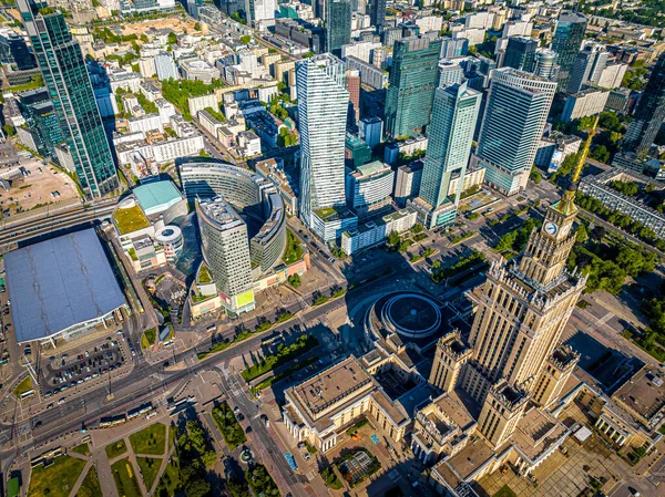 Vista Aérea Centro Cidade Varsóvia Verão Polônia Europa — Fotografia de Stock