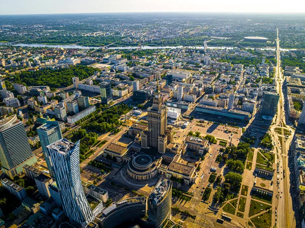 Aerial View Warsaw City Center Summer Poland Europe — Stock Photo, Image